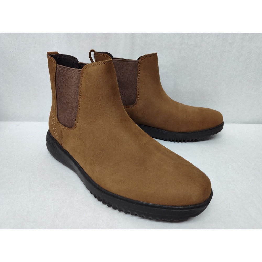 Cole Haan Men's Grand Plus Chelsea Suede Boots C38789 Lumber Java Sz 10.5